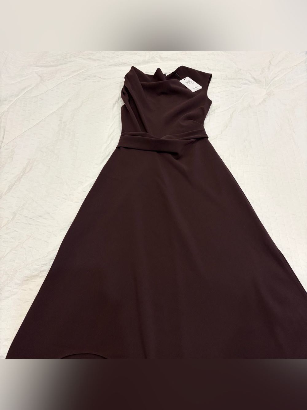 NWT Reiss Camilla Gathered-Detail Draped Midi Dress in Grape Burgundy - Picture 7 of 9